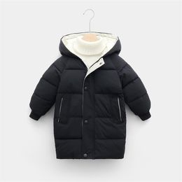 Winter children's cotton padded clothes medium and long Colourful bright face down cotton padded jacket for boys and girls LJ201203