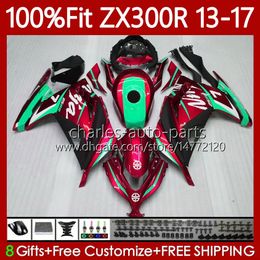 Injection Bodys For KAWASAKI NINJA ZX3R EX ZX 3R 300R ZX300 ZX300R 13 14 15 16 17 125No.77 ZX-300R Wine red EX300R ZX-3R 2013 2014 2015 2016 2017 EX-300 13-17 OEM Fairing