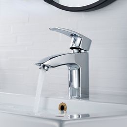 Chrome Basin Faucet Deck Mounted Cold and Hot Water Mixer Tap Brass Vanity Vessel Sink Crane L1043