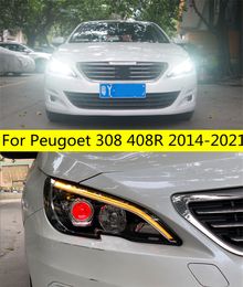 Head Lamp for Peugoet 308 408r LED Headlight 2014-2021 Headlights 308 408r DRL Turn Signal High Beam Angel Eye Projector