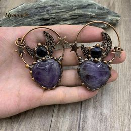 Pendant Necklaces Boho Soldered Heart Shape Natural Amethysts Crystal Vintage Necklace Pendants For DIY Bohemia Jewellery Beads MY211011Pendan