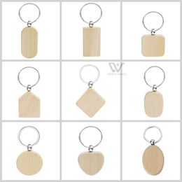 Straps Custom Wood Car KeyRing Logo Keychain Blank Key Chain Wholesale Personalized Customization Design Wooden Keychains For Promotional Gift