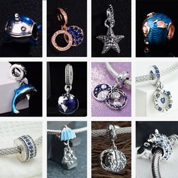 925 Silver bead fit Charms Pandora Charm Bracelet SPandoraish Fan Love Heart Dangle charmes ciondoli DIY Fine Beads Jewellery