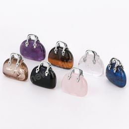 Handbag Charms Crystals Pendant Natural Stone Pendants Amethysts Pink Quartz Healing Crystal Gems Stones for Jewellery Making
