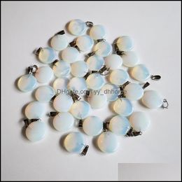 Pendant Necklaces Pendants Jewellery Natural Opal Stone Round Shape Charms For Making 50Pcs/Lot Dhvdc