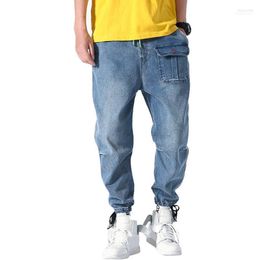 Jeans casual con coulisse elastica Uomo Biker Pantaloni in denim slim Cotone Vita da uomo Harem Jogger Clothes1