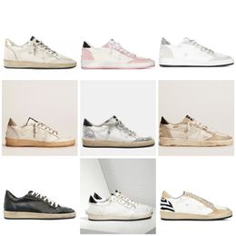 Italy Brand Golden Ball Star Sneakers pink style for star sneaker luxury Deluxe Shoes Classic White Do-old Dirty Shoe Designer Man Women Fashion Casual Shoe