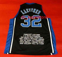100% cosido barato 32 Christian Laettner Custom Duke Blue Devils Jersey Black Mens Mujeres Jóvenes Jerseys de Baloncesto XS-6XL
