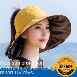Wide Brim Hats Girls Summer Bow Big Fisherman Hat Empty Top Black Glue Sunscreen Fashion All-match UV Protection HatWide