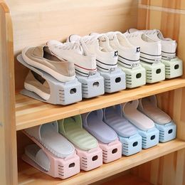 Hooks & Rails Creative Plastic Double-layer Shoes Storage Rack Adjustable Shoe Bracket Simple Household Support Home Organizer