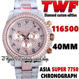 2022 TWF V3 bf116509 ETA 7750 SA7750 Chronograph Automatic Mens Watch jh116595 Diamond Arabic Dial 904L Steel Iced Out Diamonds Two Tone Bracelet eternity Watches