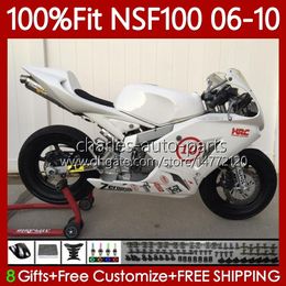 Fibreglass Race Fairings For HONDA NSF100 NSF-100 NSF 100 Pearl White 06 07 08 09 10 Bodywork 116No.51 NS-F100 2006 2007 2008 2009 2010 Glass Fibre Injection Mould Body