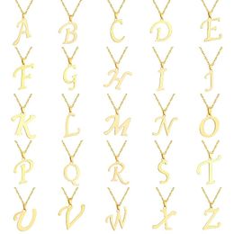 Pendant Necklaces Initial Alphabet Letters A-Z Pendants Gold Color Stainless Steel Choker Necklace Women JewelryPendant