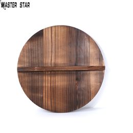Mater Star Traditional Wooden Drop Lid 30-42cm Wok Cover Large Carbonised Wood Cover Jar Cookware Parts Kitchen Utensil 201124