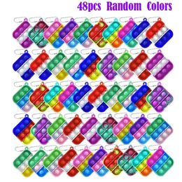 1248 Pcs Mini Pop Push Pack Keychain Fidget Bulk AntiAnxiety Stress Relief Hand Toys Set for Kids Adults Gifts 220629
