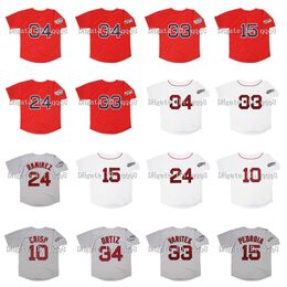 Na85 2004 Retro Manny Ramirez Jersey 2007 David 34 Ortiz 15 Dustin Pedroia 33 Jason Varitek 10 Coco Crisp Red White Grey Vintage Baseball Jerseys