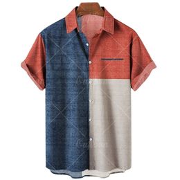 Summer Colourful Striped Plaid Style 3D Printed Mens Shirts Hawaiian Beach Shirts Casual One Button Shirts Plus Size 5XLTop 220527