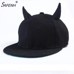 1pcs Black Cotton Punk Horn Baseball Cap Hip-hop Hat With Horns Wholesale For Men Women