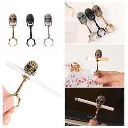 skeleton pattern Smoking Cigarette smoke shop holder smoking rings thick clip joint ring finger accessories metal pipes bong