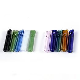 Mix Color Tube Handful Pipes For Water Bong Smoking Accessories Pyrex Glass Oil Burner Straight Tube Spoon Shape Mini Dab Rigs SW47
