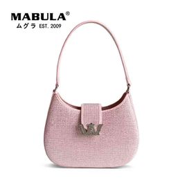 HBP Shopping Bag Mabula Luxury Pink Sparkling Crystal Rhinestone Top Handle Hobo Purse Bling Women Evening Crossbody Bag Party Handbag 220723