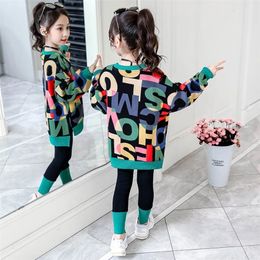 Clothing Sets Kids Clothes Suit Girls Autumn Clothing Fashion Casual Big ChildrenS Letter Sweater Leggings TwoPiece Set 220826