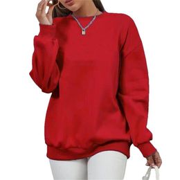 Women's Hoodies & Sweatshirts Women Oversize Solid Color Vintage Basic Hooded Autumn Casual Long Sleeve O-Neck Pullover Tops