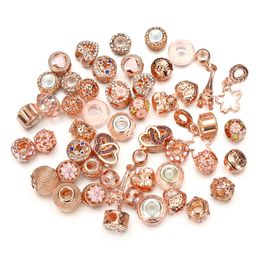 DIY Jewellery Making 50PCS/Lot Crystal Charms Large Hole Loose Spacer Craft European Rhinestone Beads Pendant For Charm Bracelet Necklace