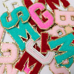 Party Chenille Patch Colourful Letter Patches Alphabet Embroidery Golden Name Letters Patch For T-Shirt Coat Decoration
