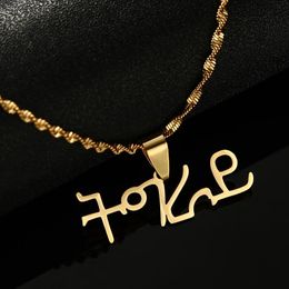 Pendant Necklaces Stainless Steel Amharic Name For Women Personalized Nameplate Unisex Ethnic Jewelry Friend GiftsPendant