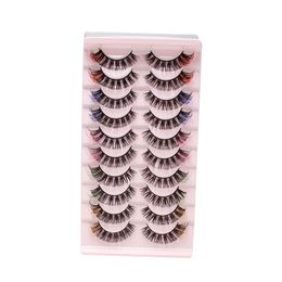 10 Pairs Colour False Eyelashes Natural Soft Coloured Faux 3D Mink Eyelash Colourful Eye Lashes Extension Makeup Tools