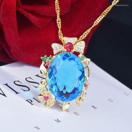 Pendant Necklaces Luxury Exaggeration Geometry Necklace Inlay Exceed Big Oval Cubic Zirconia Women Wedding Engagement Banquet JewelryPendant