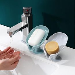 Soap Dishes Leaf Shape Holder Box Sponge Tray Bathroom Shower Dish Drain SuppliesSoap