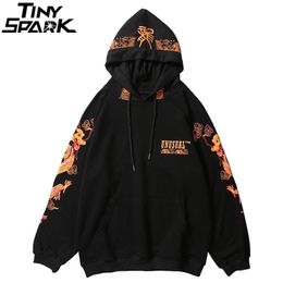 Ancient Chinese Dragon Print Fashion Hoodie Streetwear Mens Hip Hop Sweatshirt Casual Black Pullover Cotton Autumn 220325