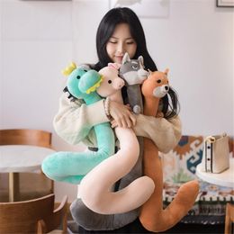 Pillow Multifunctional Portable Lazy U-shaped Mobile Phone Bracket Short Plush Animal Chai Dog Creative Neck PillowPillow