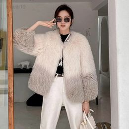 Women Warm Elegant Faux Fur Coat New Style Korean Fashion Winter Fluffy Faux Fur Coat High Quality Fur Coats For Women L220725