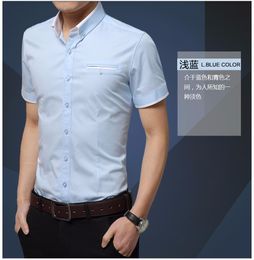 2022 Summer New Men's Shirt Brand Luxury Men Cotton Short Sleeves Dress Shirts Turn-down Collar Cardigan Clothes