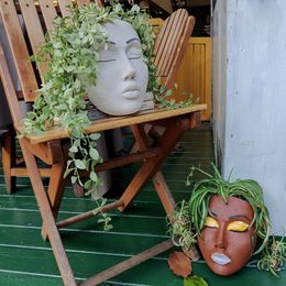 Wedding Party Backdrop Resin Surface Flower Pot Wall Hanging Mask Container Figure Indoor Outdoor Garden Decoration Room Home