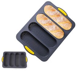 4-slot Open Silicone Bread Mould Non-Stick Bread-Silicone Mould French Baguette Mold-Baking Pans For Kitchen Baking Tool