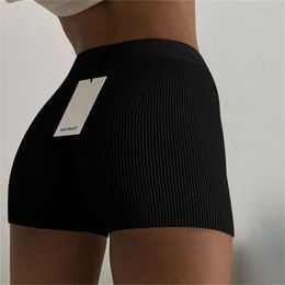 Summer Knit Shorts Cotton White Women Casual Mini Black Sexy High Waist Ribber Streetwear Basic Biker Stretched 220630