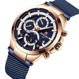 Brand Reward Wrist Watch for Men Quartz Steel Strap Mh Band Luminous Calendar Army Fashion Sport Mens Watch Male Orologio