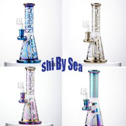 Ship By Sea Rainbow Colourful Hookahs Showerhead Perc 14mm Female Joint Glass Bongs With Bowl Banger Oil Rig Dab ZDWS2005