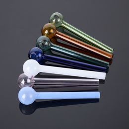 Heady Pyrex Smoking Pipes Glass Pipe Oil Burner Bubbler Colourful Spoon Straight Tube Hand Pipes Wax Concentrate Tobacco Tools Mini Dab Rigs