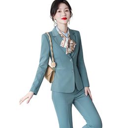 Women's Two Piece Pants Lenshin 2 Suits Set Solid Formal Fashion Pant Suit Blazer With Pockets Office Lady Plus Size Women Jacket And Trouse