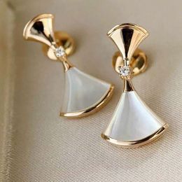 S3061 Fashion Jewelry S925 Silver Post Stud Earrings for Women Fan-shaped Skirt Geometric Earrings