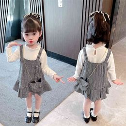 Baby Girl Clothes Plaid Dress Tshirt Children's Clothes For Girls Ruffles Girl Outfit Spring Autumn Childrens Clothing 210412