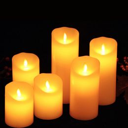 LED Flameless Candles Lamp, LED Candles Lights Battery Operated Plastic Pillar Flickering Candle Light for Party Decor