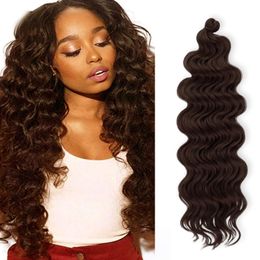 Deep Wave Crochet Hair 20 Inch Ocean Wave Braids Brown Deep Wave Crochet Hair 80g/pcs Synthetic Hair Extensions LS03