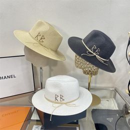 Wide Brim Hats Summer For Women Luxury Designer Brand Straw Hat Boater Flat Beach Sun Sombreros De Sol Chapeau PailleWide WideWide Pros22