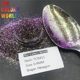 TCT327 Chameleon Color Hexagon 0.4MM Color Shift Nail Glitter Nails Art Decoration Makeup Tumblers Crafts Festival Accessories 220525